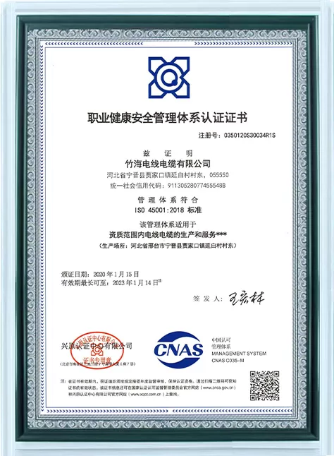 Occupational Health and Safety Management System Certificate